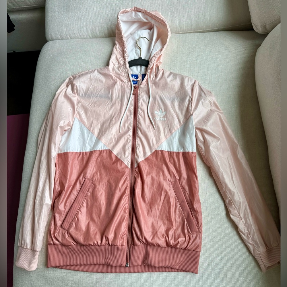 Adidas women’s windbreaker pink size small